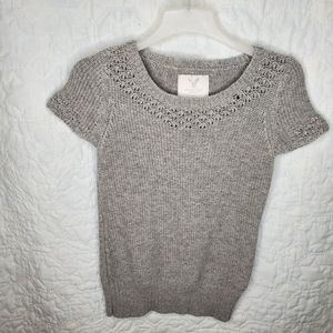 American Eagle Short Sleeve Sweater Gray